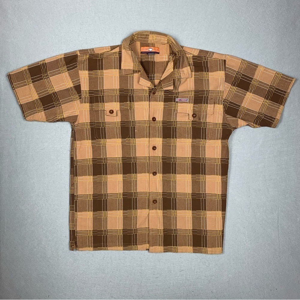 Y2K Veezo Wear Shirt Men's XL Short Sleeve Plaid Button Up Western Casual - Picture 1 of 15